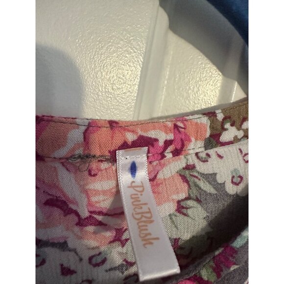 Pink Blush gray and pink floral maternity tunic blouse L - Picture 5 of 7